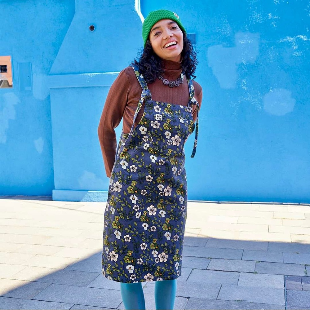 Lucy & Yak L.E. Freyja Dress - Organic Cotton Corduroy, “Hazel” Print 12 L